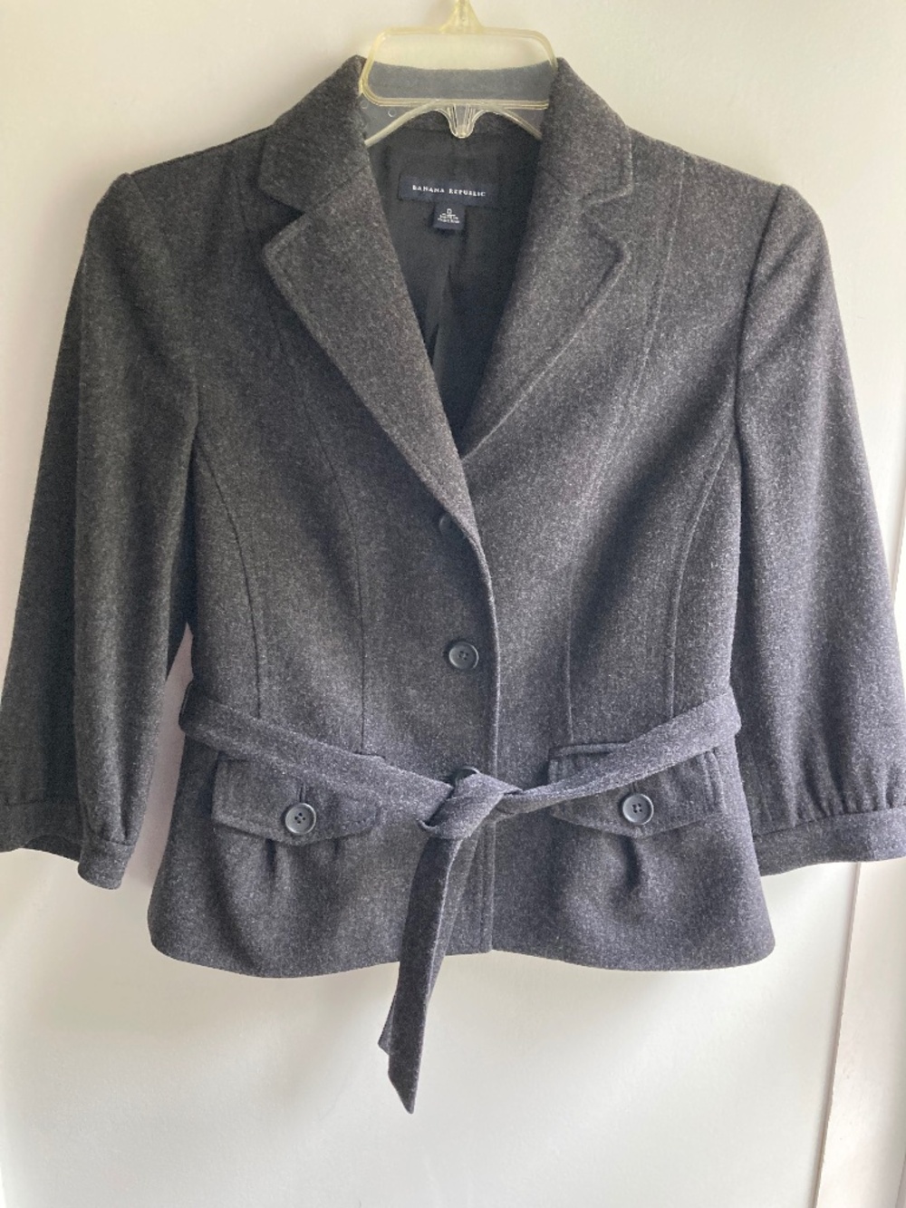 Banana Republic Gray Wool Peplum Jacket with Removable Belt Size 0